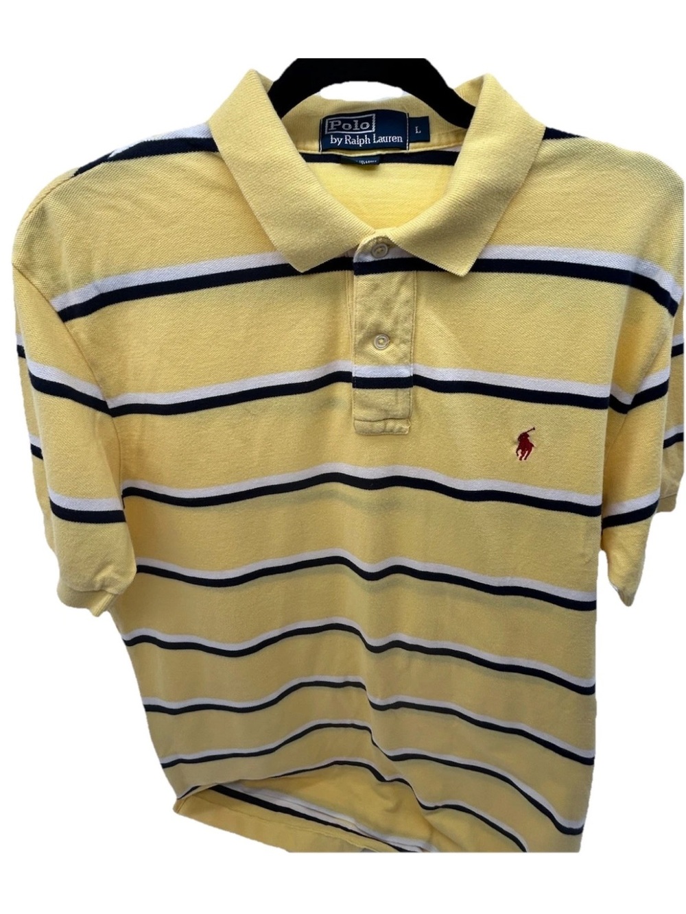 Ralph Lauren Yellow Polo with Navy & White Stripes